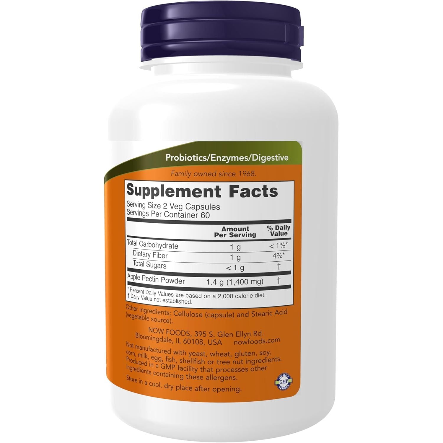 Buy now NOW Foods Supplements, Apple Pectin 700 mg, Dietary Fiber, Intestinal Support*, 120 Veg Capsules at indiglob india