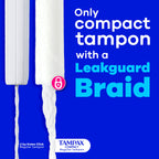 Tampax Compact Pearl Tampons for Women Multipack, with LeakGuard Braid & Extendable Applicator, Super/Super Plus Absorbency, Compact Extendable Applicator, Unscented, 30 Count