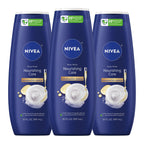 NIVEA Nourishing Shea Butter Body Wash, Nourishing Serum, 20 FL OZ | Moisturizing Body Wash Enriched with Provitamin B5 and Vitamin E, for Softer Skin, Shaving Cream Alternative