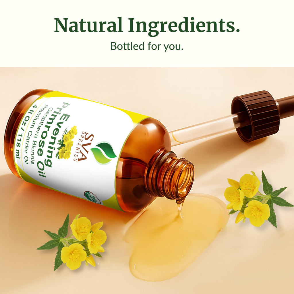 SVA ORGANICS Evening Primrose Carrier Oil with Dropper, 4 Fl Oz (118 ml)