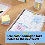 Post-it 100% Lined Recycled Super Sticky Notes, 3 x 3 in, Pastels, 18 Pads