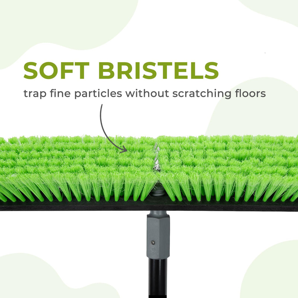 18” Indoor Shop and Garage Push Boom with Soft Bristles, Heavy Duty Brush Broom with 59” Long Handle for Commercial & Residental Floor Cleaning Sweeping