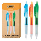 BIC Intensity Clic Black Gel Pens, Medium Point, 0.7mm, 12-Count Pack