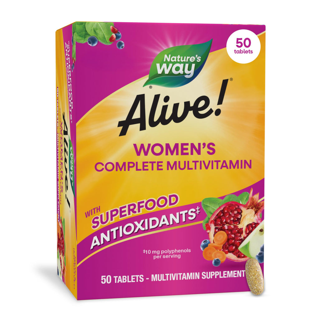 Nature's Way Alive! Complete Multivitamin for Women, Daily Vitamin, 130 ct | Women’s Vitamin Tablets Supports Cellular Energy Metabolism, Hair, Skin & Nails*, B-Vitamins, with Superfood Antioxidants