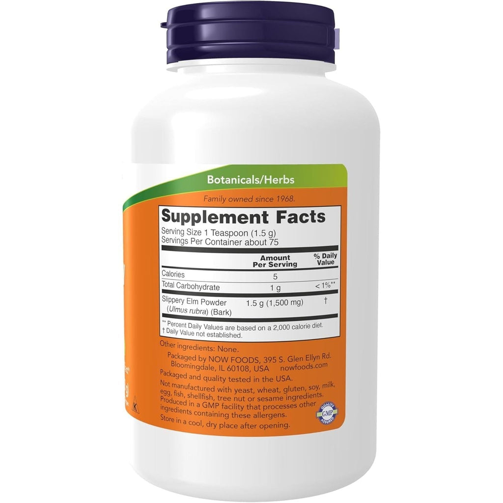 Buy now NOW Foods Supplements, Slippery Elm Powder (Ulmus rubra), Non-GMO Project Verified, Herbal Supplement, 4-Ounce at indiglob india