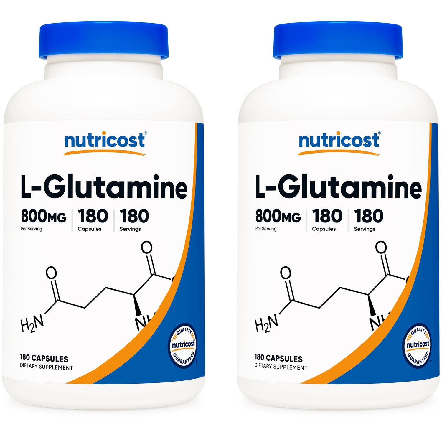 Nutricost L-Glutamine 800mg, 180 Capsules - Gluten Free, Non-GMO