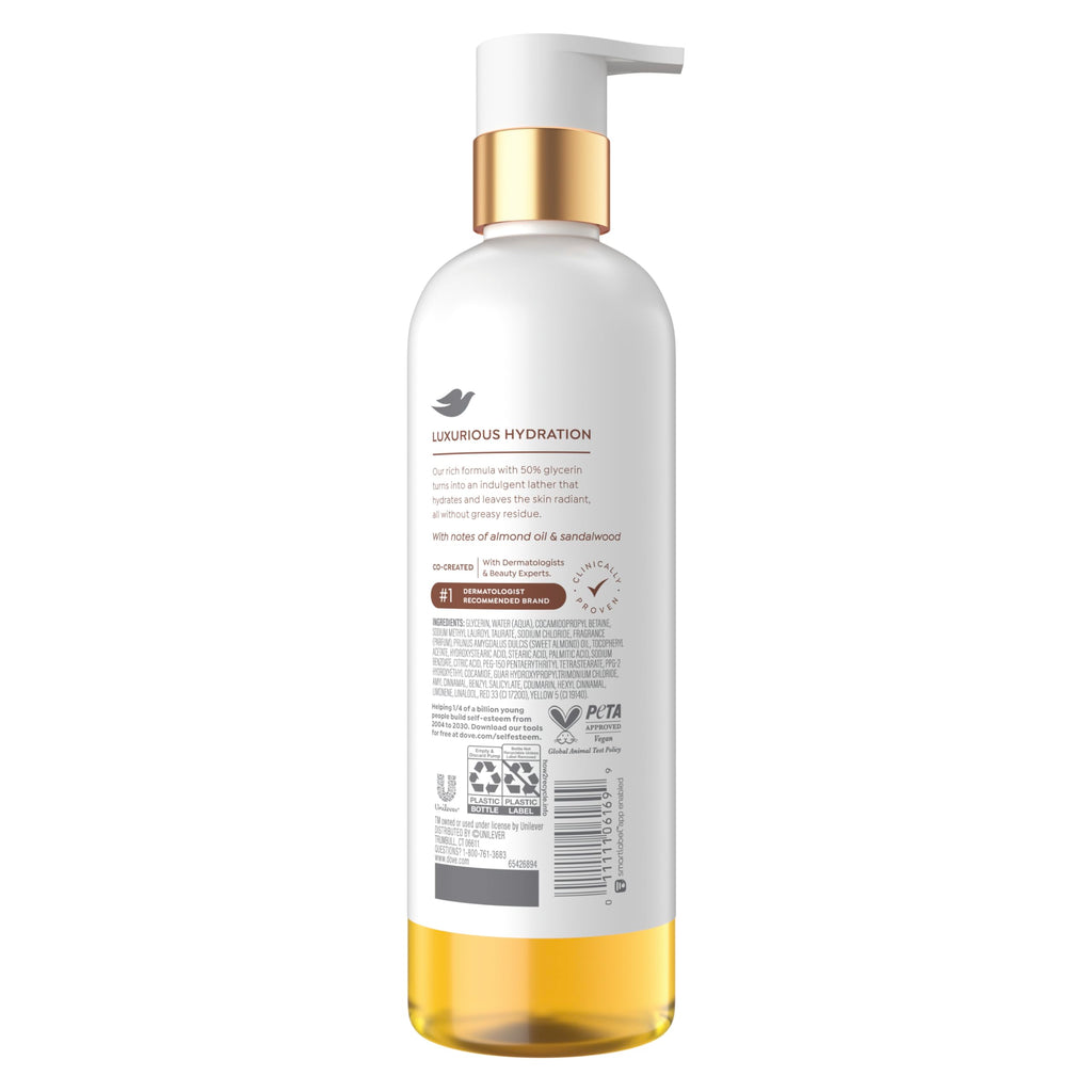 Dove Serum+Shower Oil Body Wash Soothing, 15.3 fl oz | Almond Oil & Sandalwood hydrating shower oil body wash with glycerin serum for soft, smooth skin and a soothing shower
