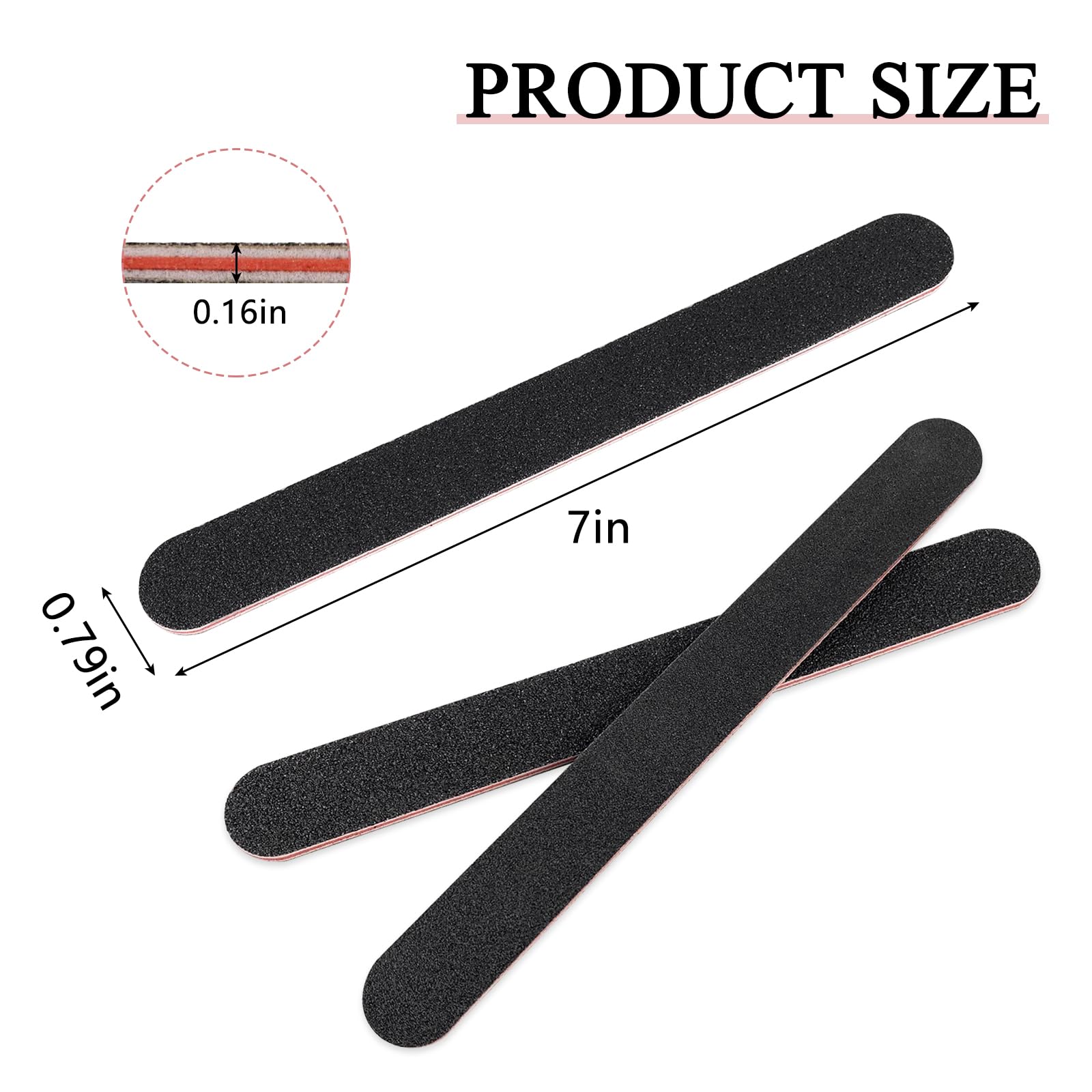 HeeYaa 10 Pack Nail Files, Professional Double Sided 100/180 Grit Emery Board for Manicure Pedicure, Black