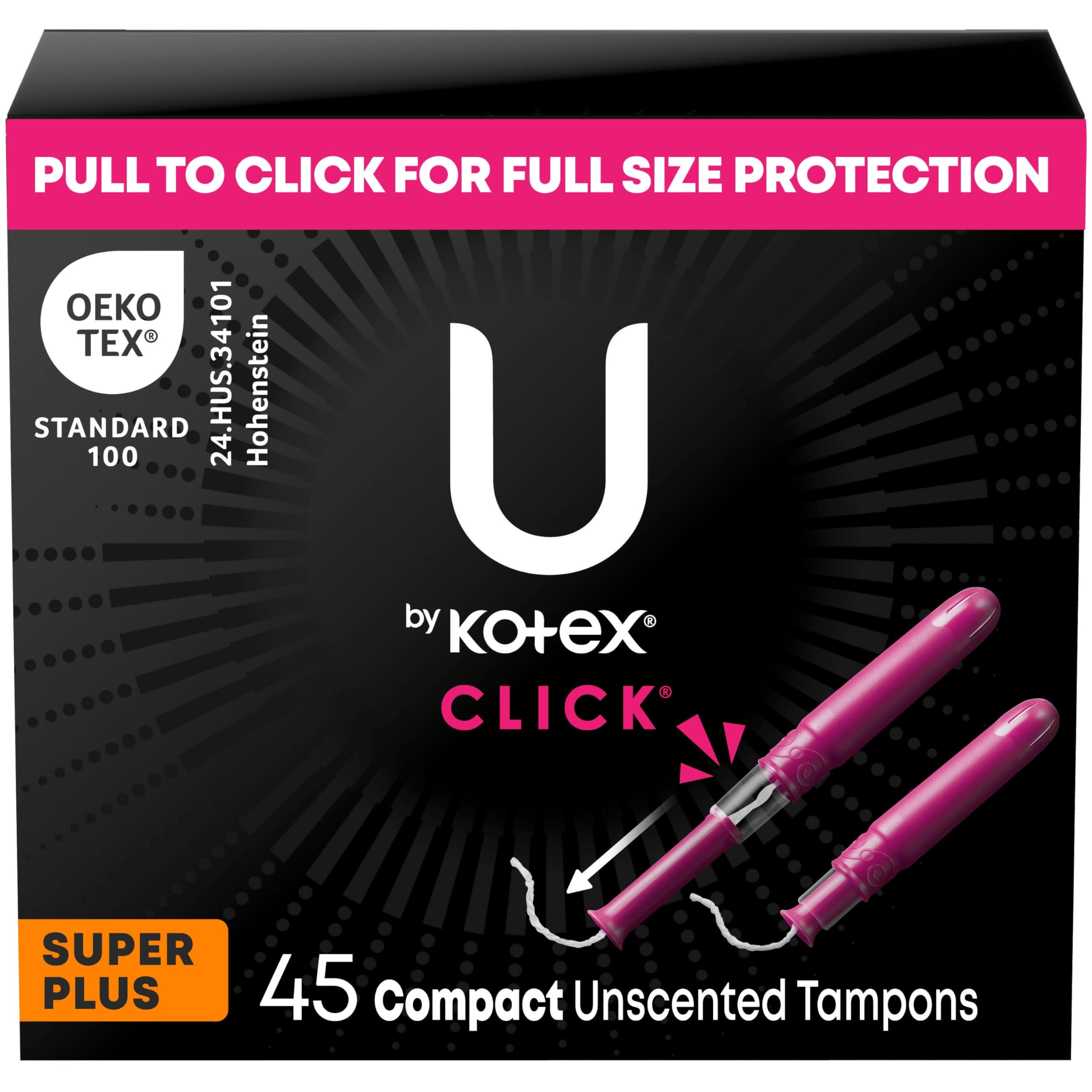 Buy now U by Kotex Tampons, Click Compact, Super Plus Absorbency, Unscented, 45 Count Super Plus 45 at indiglob india