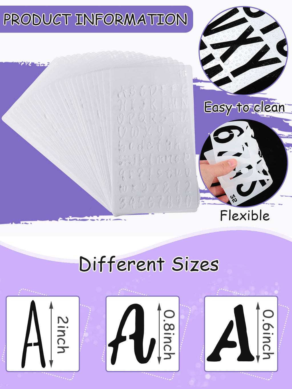 30 Pcs Letter Stencils for Painting 4 x 7 Inch Number Alphabet Stencils