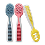 Buy now NumNum Baby Spoons Set, Baby Essentials Pre-Spoon GOOtensils for 6+ Months, First Stage Self-Feeding Spoons for Baby Led Weaning (BLW), Silicone Toddler Utensils, BPA-Free, 2 Pack Gray/Green at indiglob india