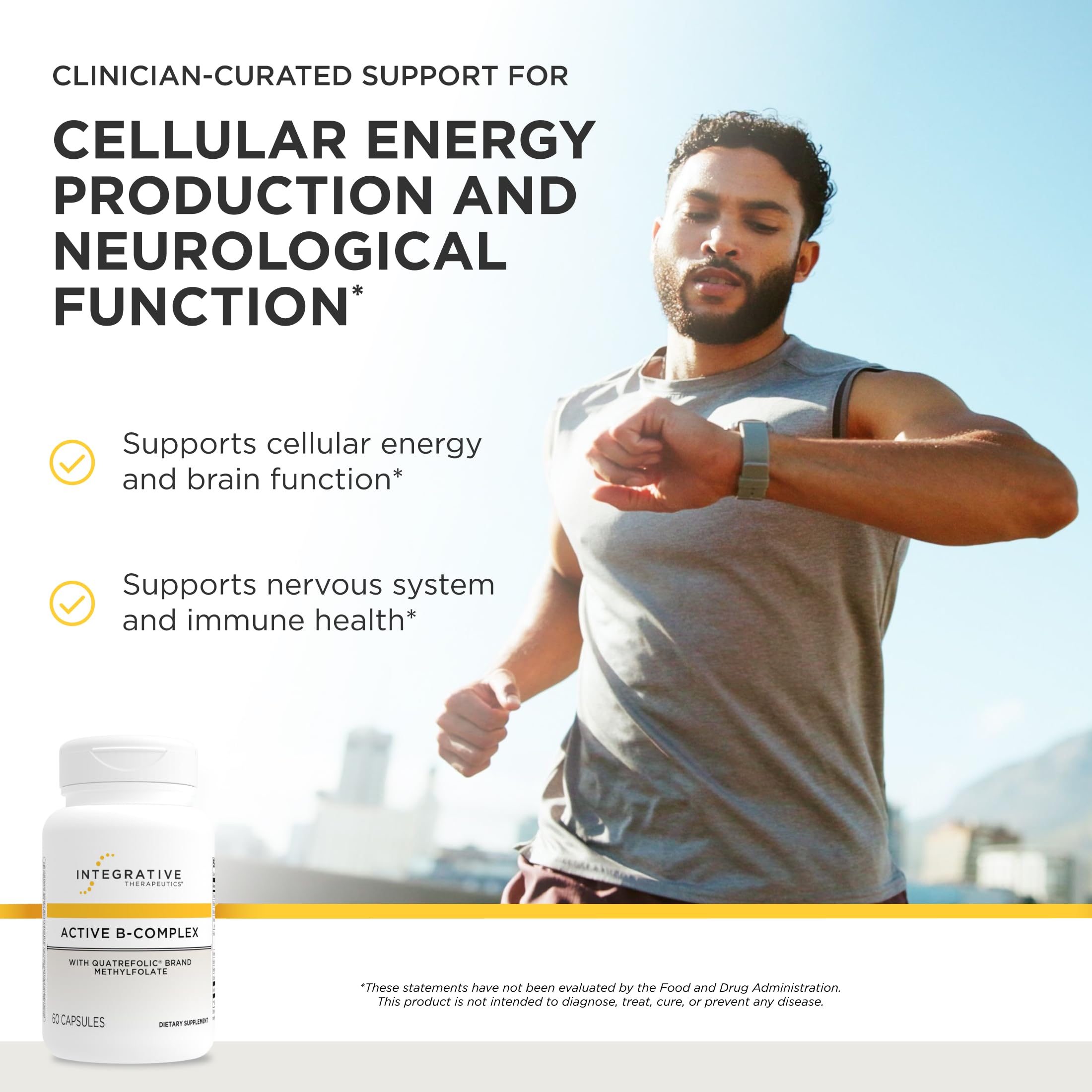 Integrative Therapeutics Active B-Complex - Cellular Energy & Heart Health Support with Vitamins B2, B6 & B12* - Supports Nervous & Immune Systems* - Third-Party Tested - 60 Capsules (30 Servings)