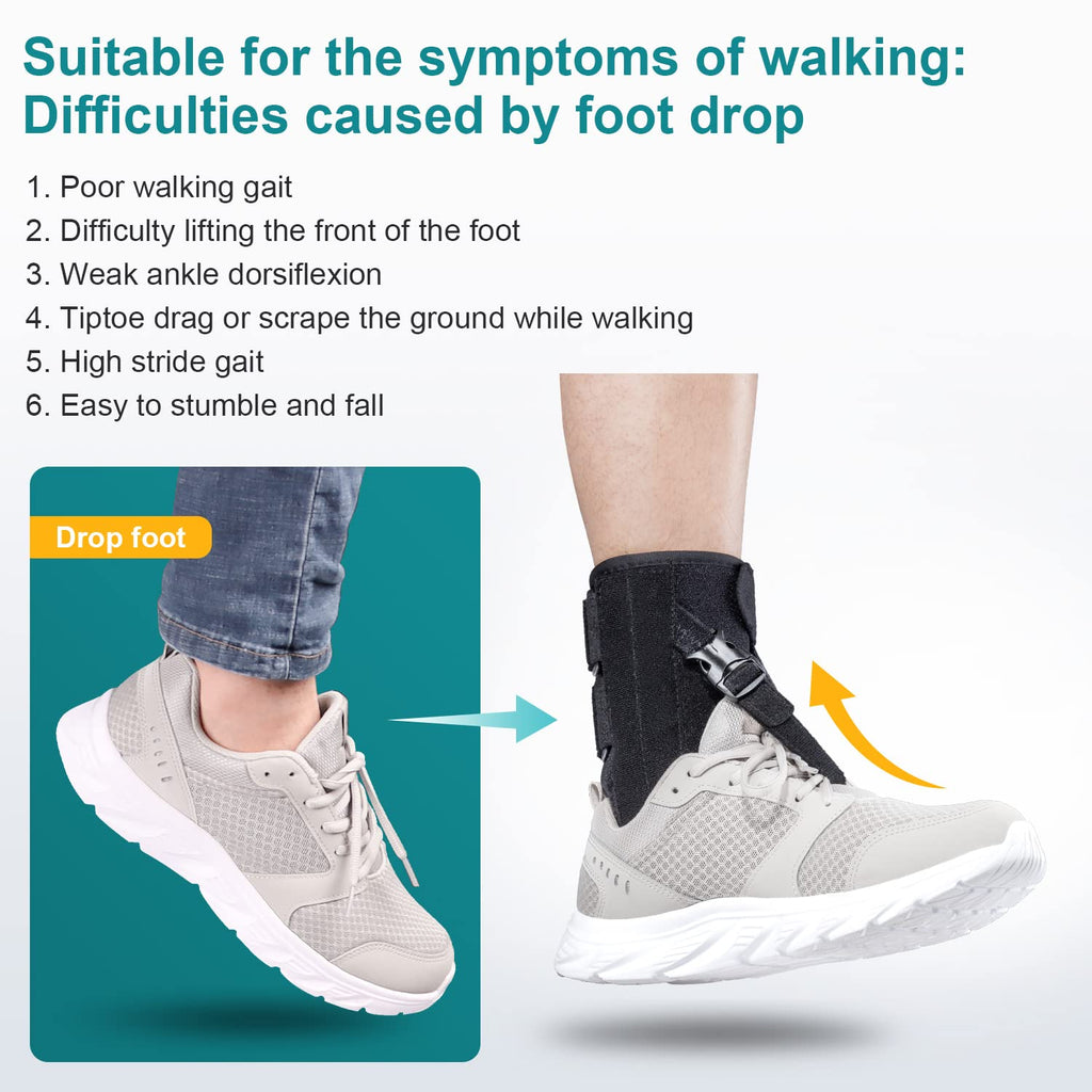 Buy now Foot Drop Brace for Walking Lifting Shoes, Drop Foot AFO Brace Help Raise Shoes, Foot Up Splint for Ankle, Improved Walking Gait, Prevent Falls and Injuries, for Left and Right-Black at indiglob india