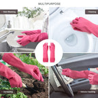Buy now Mamison 2 Pairs Reusable Waterproof Household Dishwashing Cleaning Rubber Gloves, Non-Slip Kitchen Glove (Pink, Medium (Pack of 2)) at indiglob india