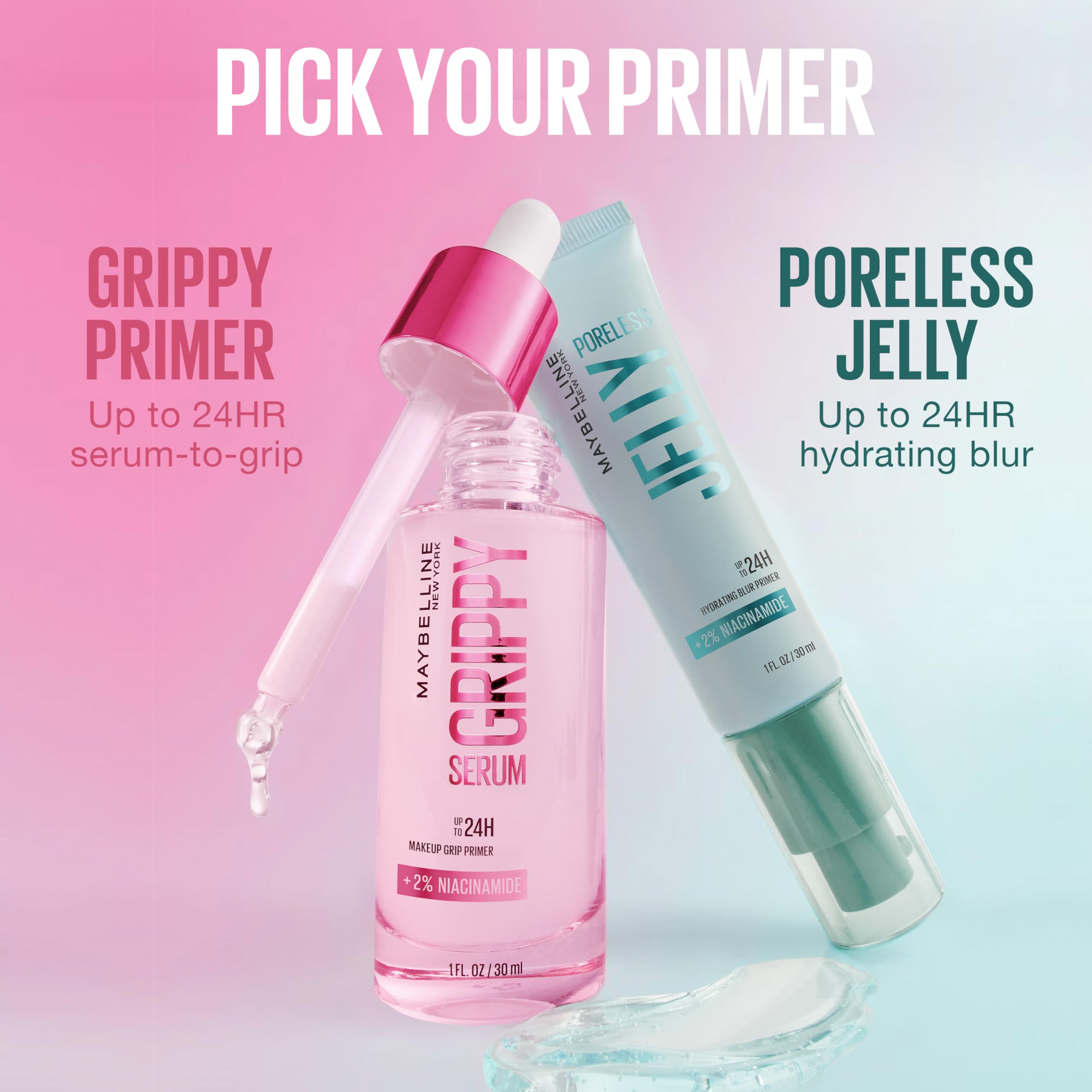 Buy now Maybelline Poreless Jelly Primer, Hydrating, Blurring Makeup Primer with 2% Niacinamide For Up To 24HR Make Up Wear, Clear, 1 Count at indiglob india