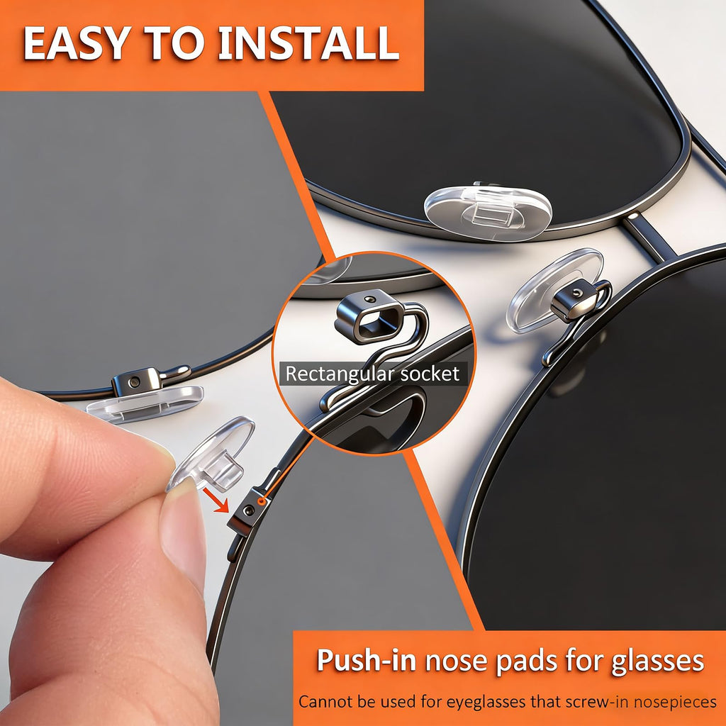 Push-in Eyeglass Nose Pads - PFDHQS 18 Pairs Glasses Nose Pads Replacement Kit - 6 Options Available for Replacing and Having Spare Nose Pads for Sunglasses