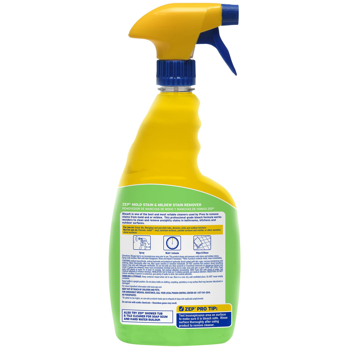 Zep Mold Stain and Mildew Stain Remover - 32 oz (Pack of 4) ZUMILDEW32 - Professional Strength No Scrub Formula