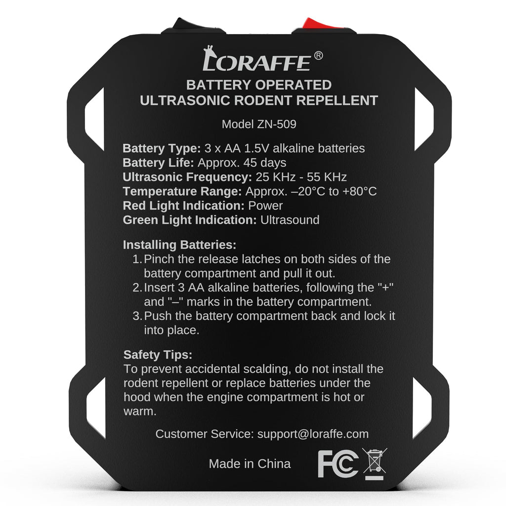 Battery Operated Ultrasonic Under Hood Rodent Repellent for Car Engines
