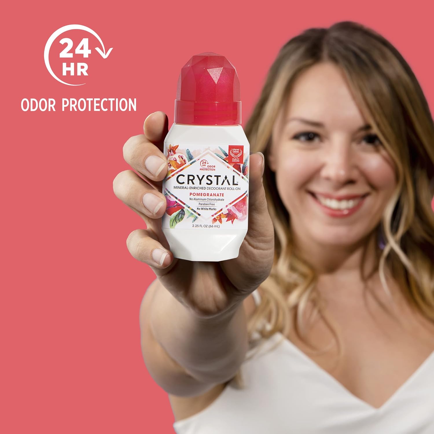 Buy now Crystal Mineral Deodorant Roll-On Body Deodorant With 24-Hour Odor Protection, Pomegranate, Non-Sticky Roll-On, Aluminium Chloride, 2.25 FL OZ - 3 pack at indiglob india