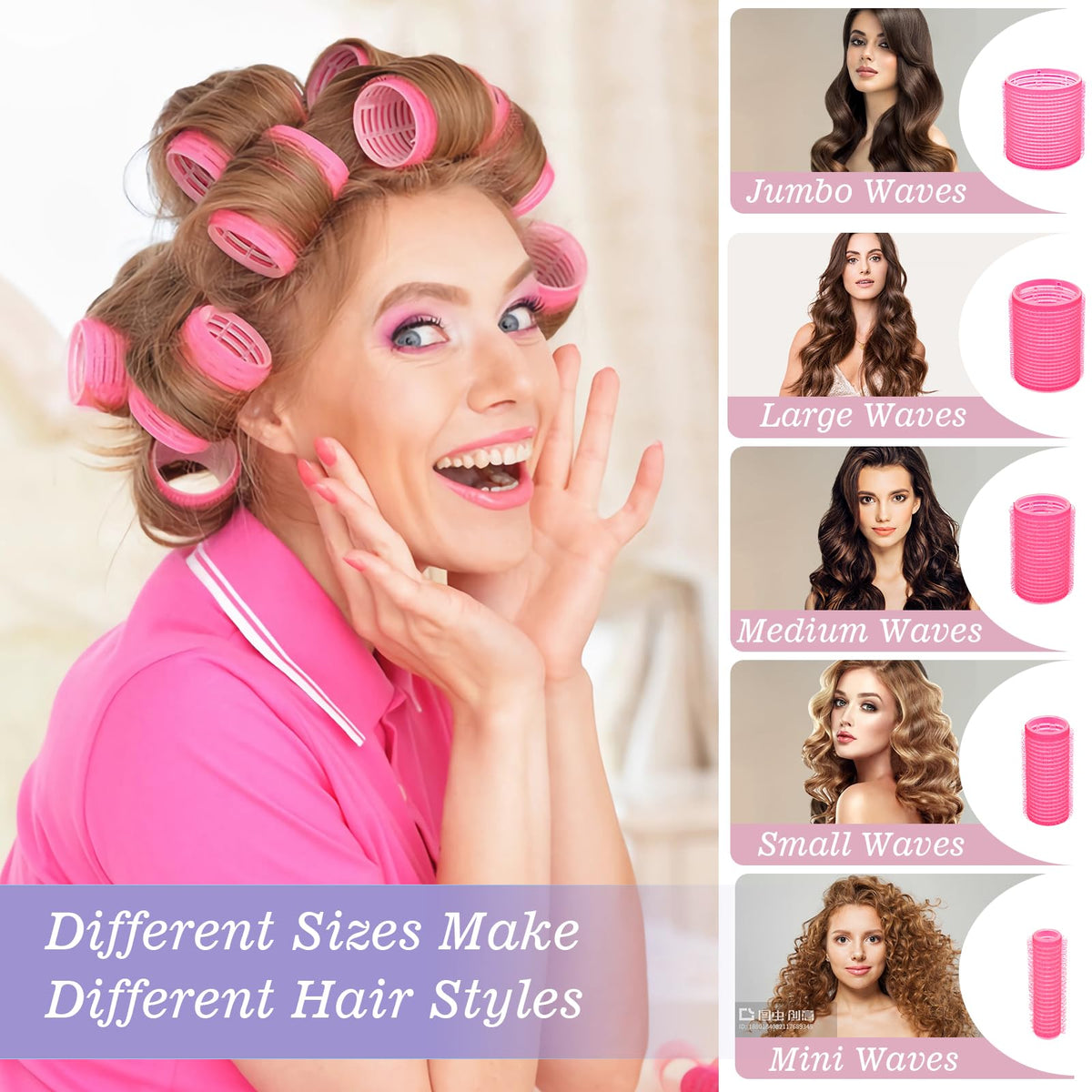5 Size Hair Rollers for Blowout Look Long Hair, Women, 72Pcs Roller Set