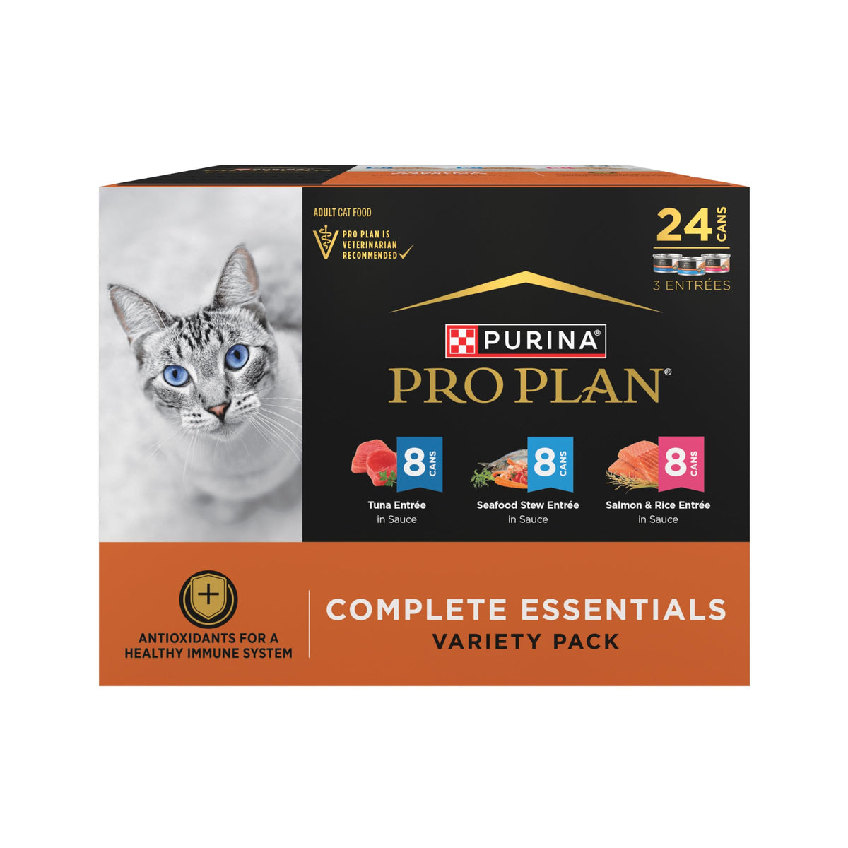 Purina Pro Plan Complete Essentials Wet Cat Food Variety Pack, (24) 3 oz