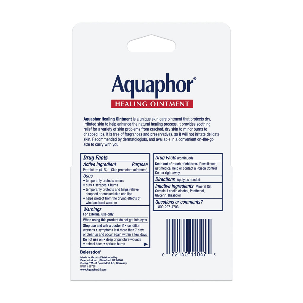 Aquaphor Healing Ointment Advanced Therapy Skin Protectant, Dry Skin Body Moisturizer, 0.35 Oz Tube, Pack of 2 | Clinically Proven Skin Protectant Moisturizer for Cracked, Irritated or Dry Skin Relief, Dye and Fragrance Free