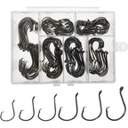 Buy now Fish Hooks for Fishing Gear Tackle, 150PCS Circle Hooks Saltwater, 6sizes Fishing Hooks Saltwater, Catfish Octopus Hook 1/0 2/0 3/0 4/0 5/0 6/0 Black High Carbon Steel with Portable Plastic Box Default at indiglob india