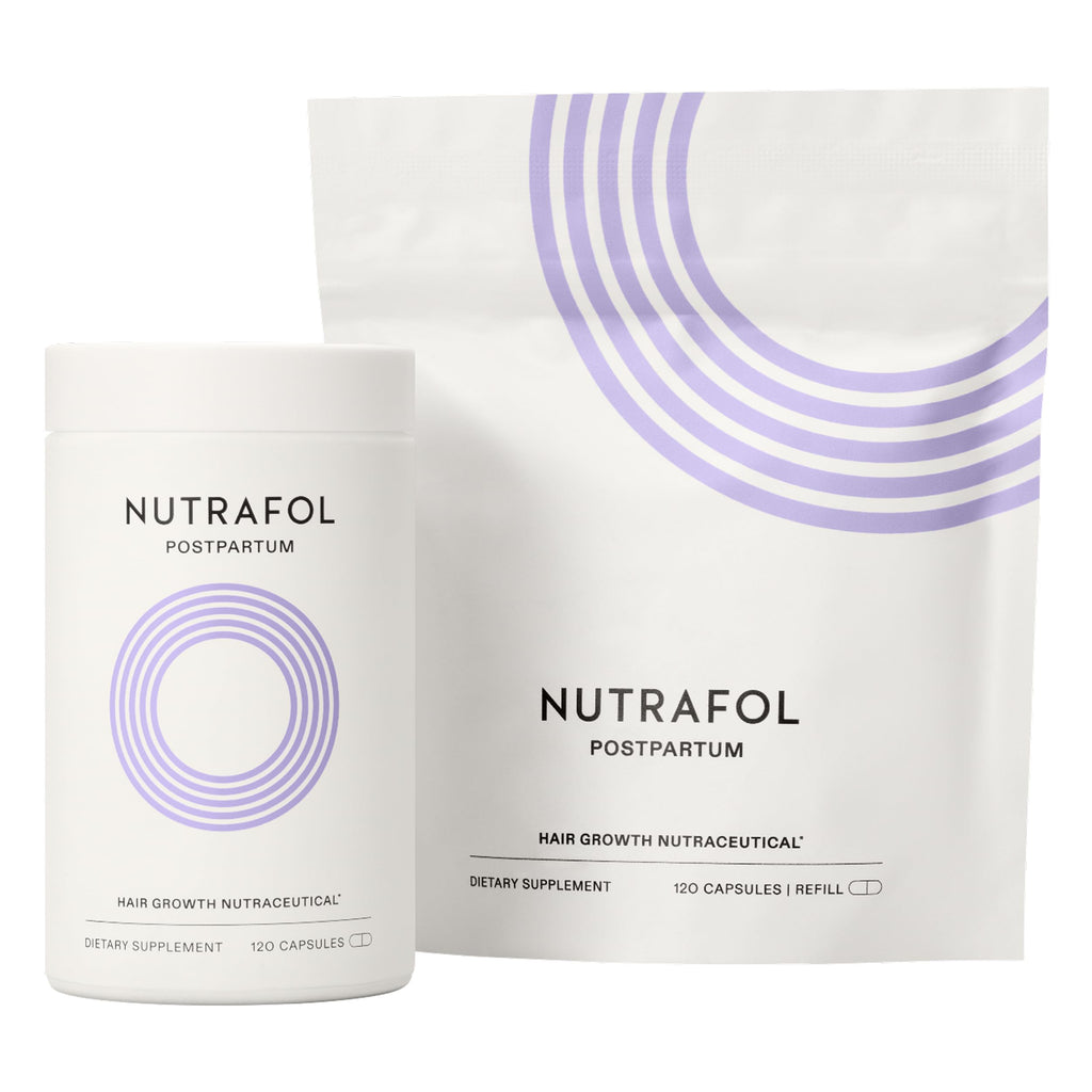 Nutrafol Postpartum Hair Growth Supplements, Clinically Tested for Visibly Thicker Hair and Less Shedding, Breastfeeding-friendly