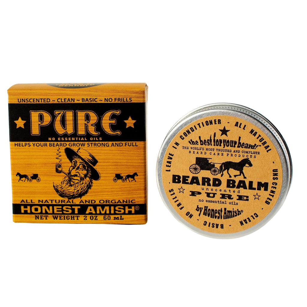 Honest Amish Beard Balm Leave-in Conditioner - Made with only Natural and Organic Ingredients - 2 Ounce Tin | Shea Butter, Coconut Oil & Argan Oil Blend Softens and Conditions for Smoother Daily Beard Styling