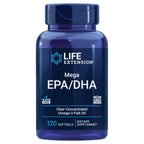 Life Extension Mega EPA/DHA, Omega-3 Fatty acids, Heart & Brain Health, Non-GMO, Gluten-Free, 120 softgels | Omega-3 Fatty Acids for Cardiovascular & Cognitive Health, Lipid & Triglyceride Support, Non-GMO & Gluten-Free