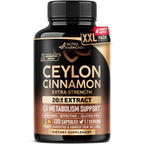 Ceylon Cinnamon Capsules - Energy Heart & Metabolism Support - 60 Capsules | Pure Natural Cinnamon Supplement for Men & Women - Extra Strenght 20:1 Extract - GMO & Gluten-Free - 2-Month Supply
