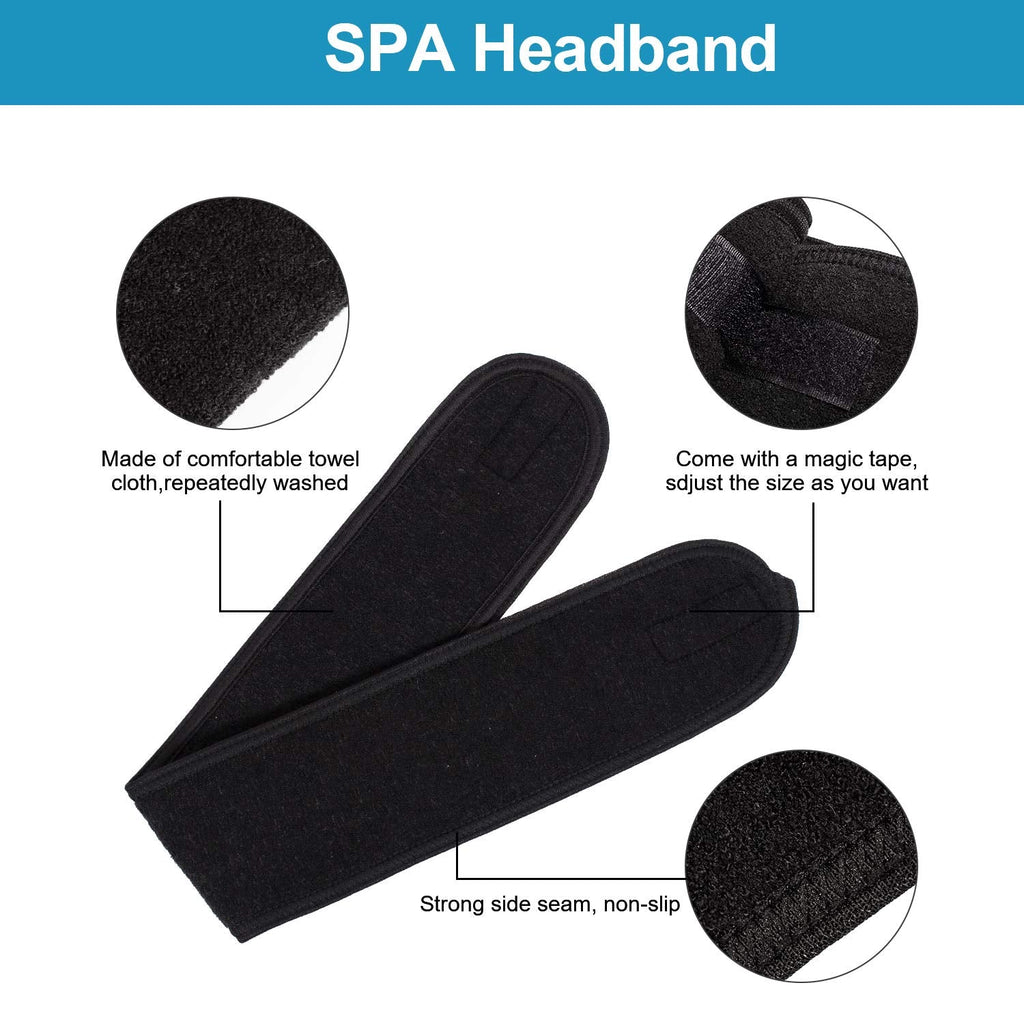 Buy now Whaline 3Pcs Spa Facial Headband Make Up Wrap Head Terry Cloth Headband Adjustable Washable Towel for Face Washing Shower Skincare Facial Treatment Sport Fits Makeup (White, Black, Gray) at indiglob india