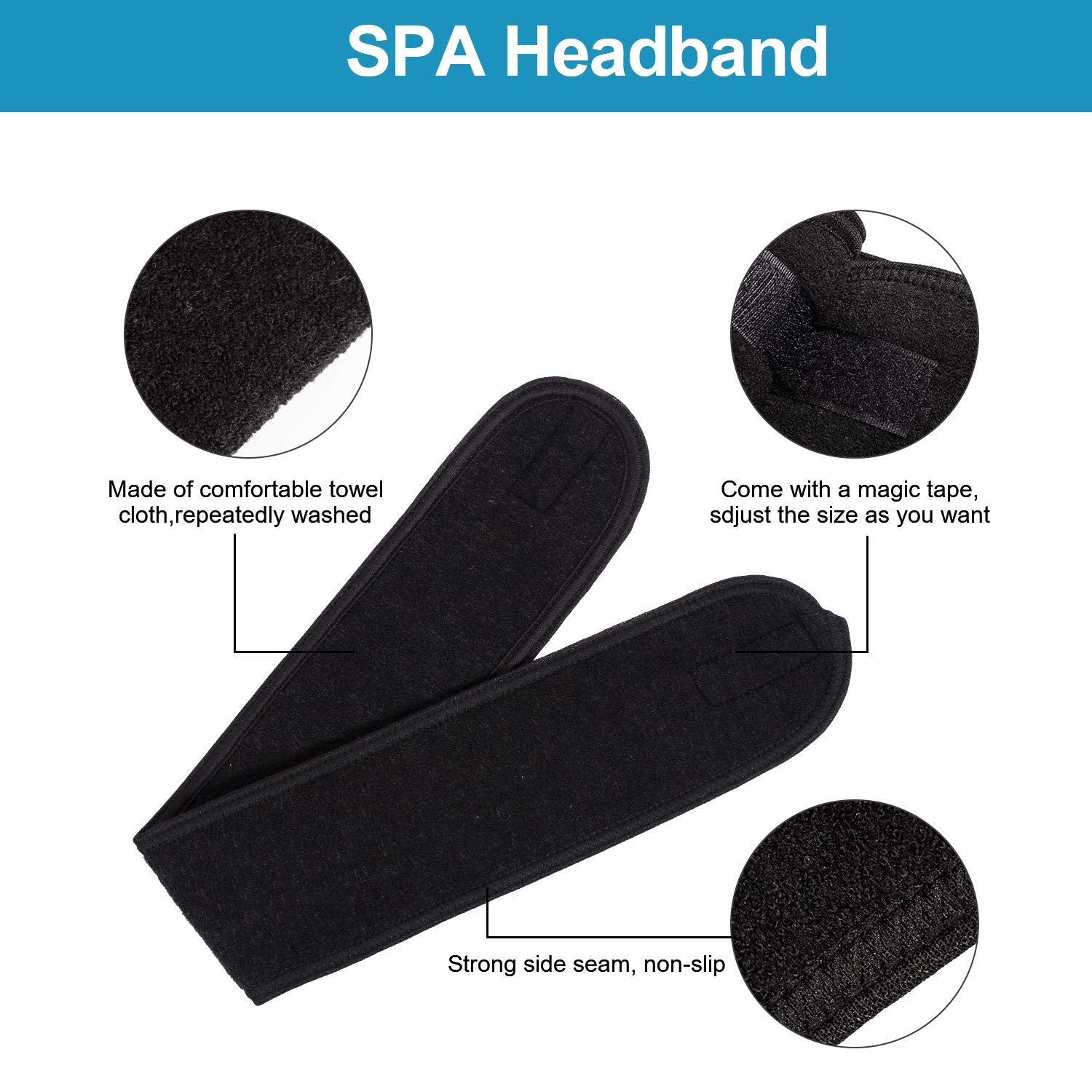 Buy now Whaline 3Pcs Spa Facial Headband Make Up Wrap Head Terry Cloth Headband Adjustable Washable Towel for Face Washing Shower Skincare Facial Treatment Sport Fits Makeup (White, Black, Gray) at indiglob india