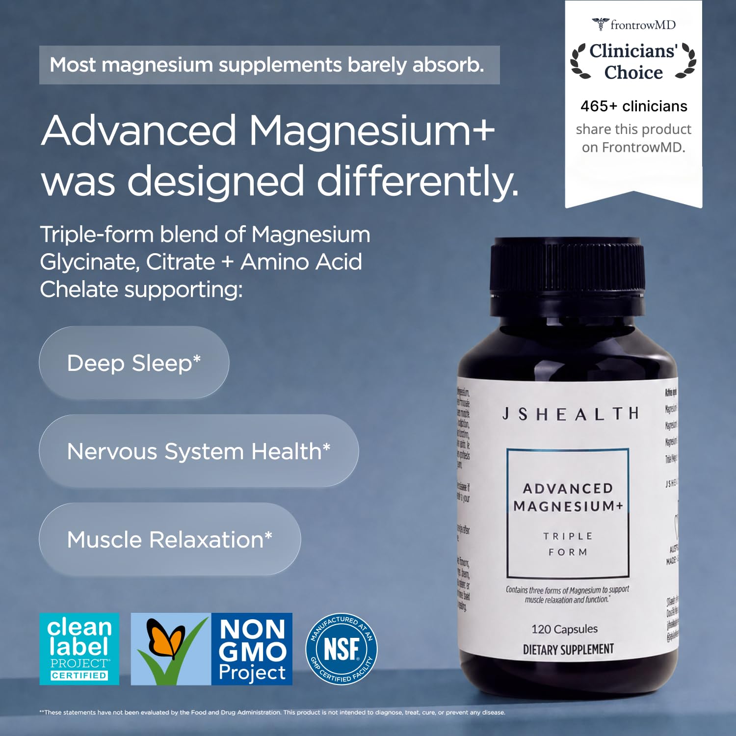 JSHealth Magnesium Supplement for Sleep. 400mg Triple-Form Glycinate | Made with Citrate, Amino Acid Chelate Developed By Nutritionist Jessica Sepel