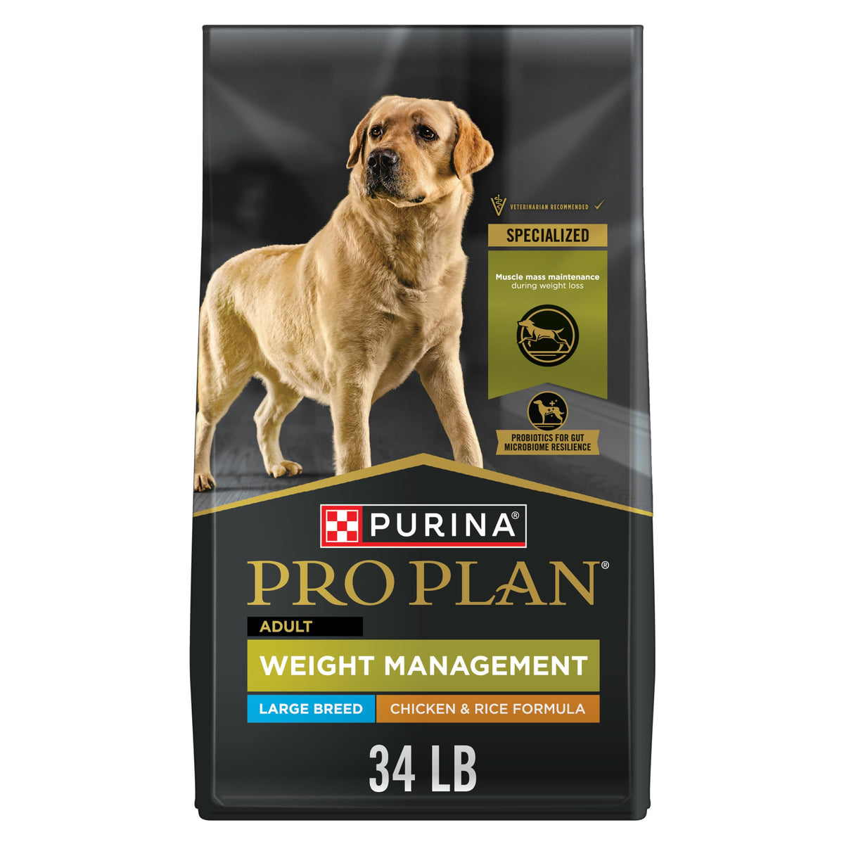 Purina Pro Plan Weight Management Large Breed Dog Food, Chicken, 34 lb Bag