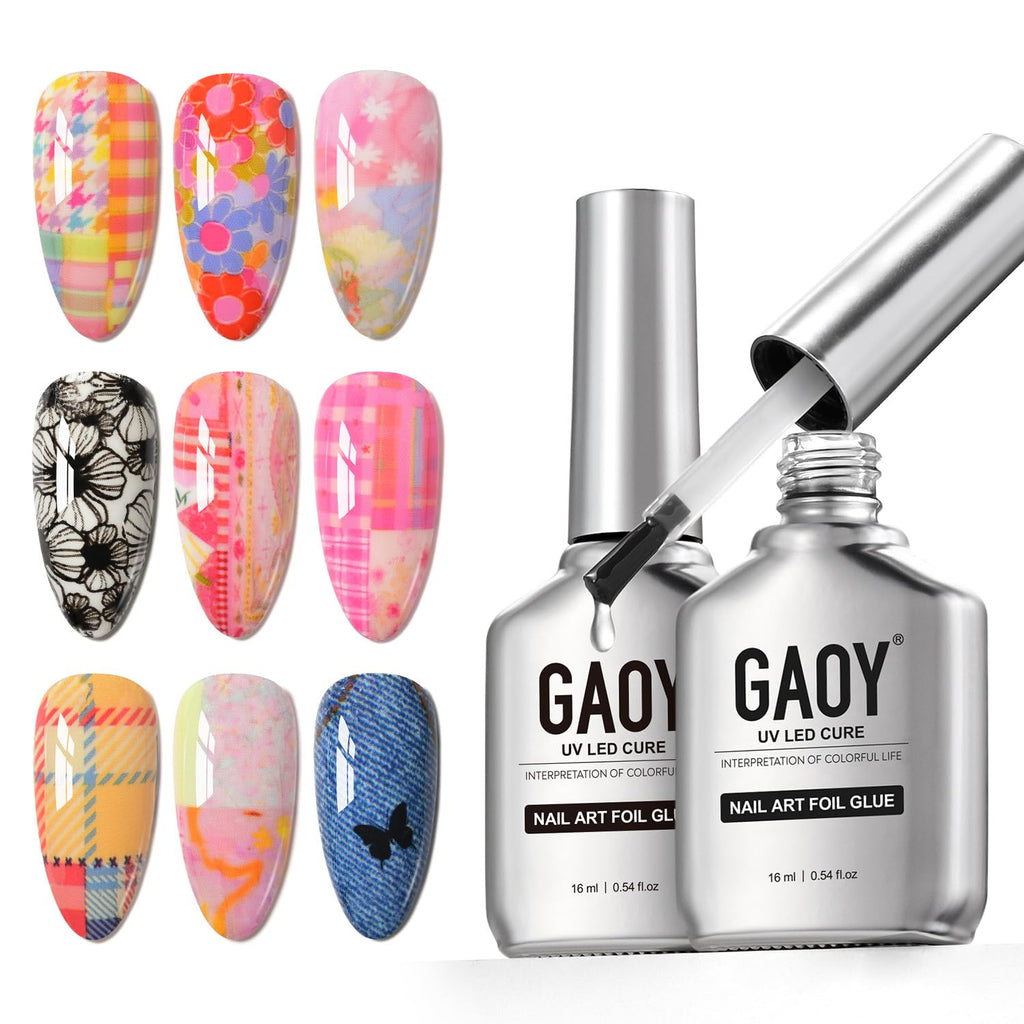 GAOY 16ml Nail Foil Glue, High Adhesion Foil Transfer Gel, UV Nail Polish | High Adhesion Formula, Works with Nail Foils, Nail Stickers & Stamping Plates, UV/LED Cure Required, Easy DIY Nail Art