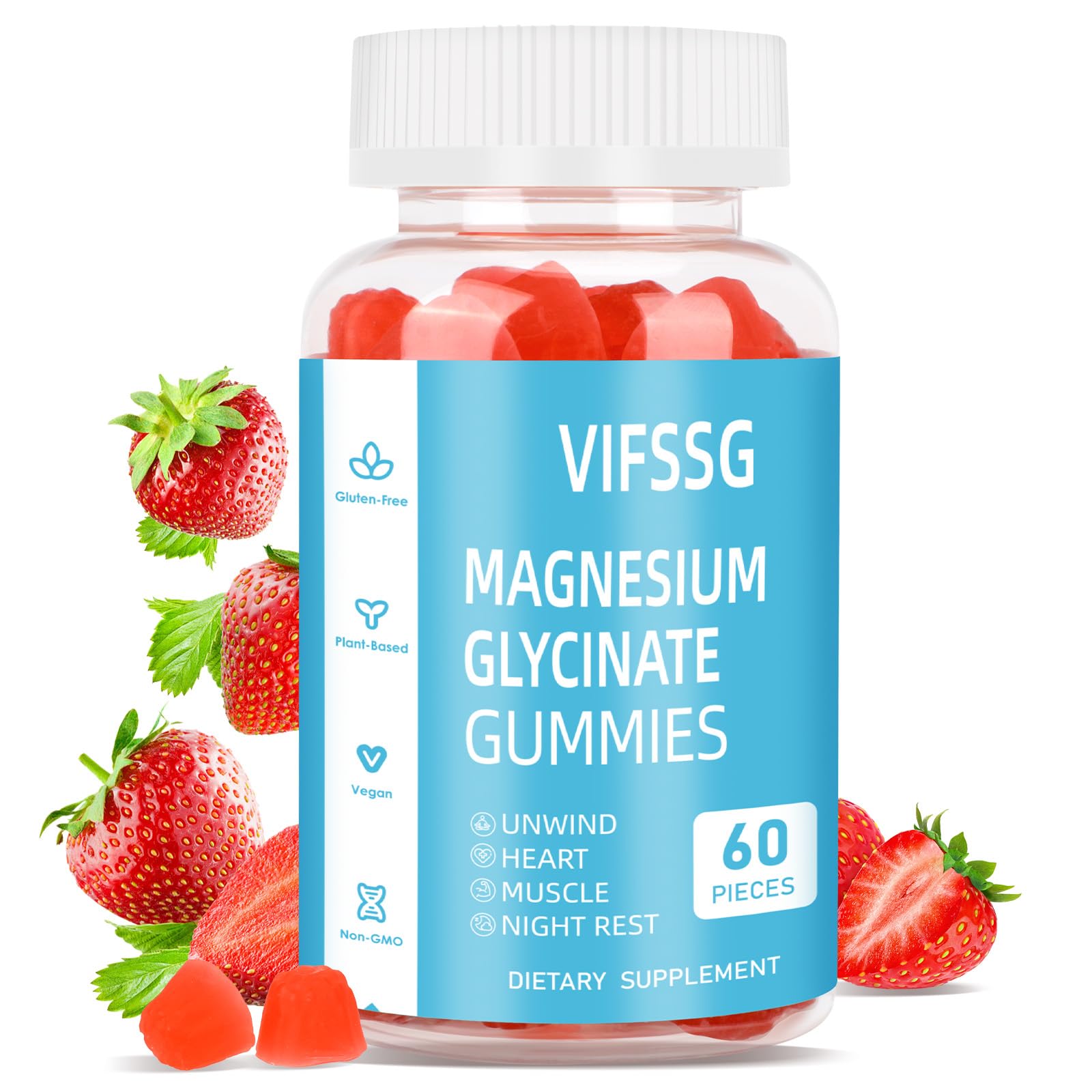 Magnesium Glycinate Gummies 400mg for Man and Women, Sugar Free with Magnesium Advanced Complex - Magnesium Supplement Chewable Gummies for Women & Men Vegan, Organic Gummies 60 Count