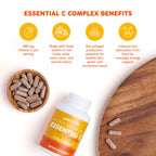 Paleovalley Essential C Complex, Whole Food Vitamin C Supplement, Organic Acerola Cherry, Camu Camu, Amla Berry, No Synthetic Ascorbic Acid, Immune Support Capsules, 450mg- Made in the USA