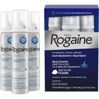 Men's Rogaine 5% Minoxidil Topical Foam, Unscented, 3 Mo Supply, 3x 2.11 Oz | Hair Regrowth Foam, Topical Hair Loss Treatment for Men, Regrow Fuller, Thicker Hair, Unscented, Aerosol, 3-Month Supply