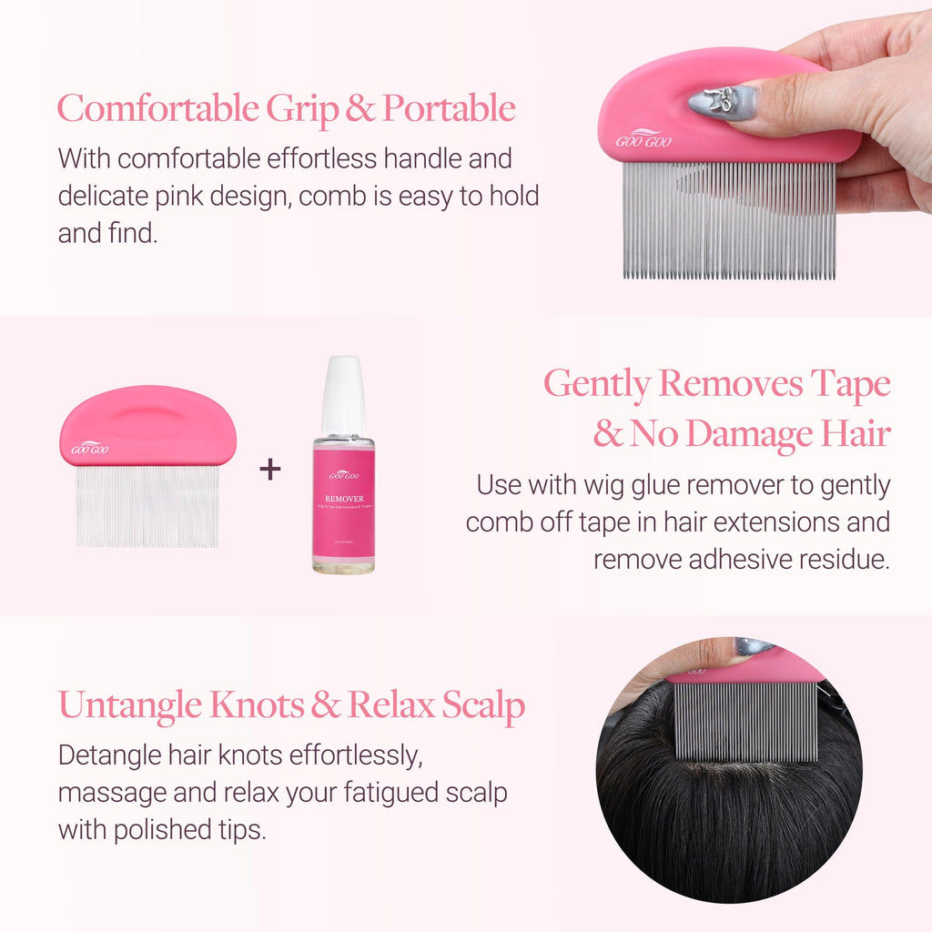 GOO GOO Tape Remover Comb, Professional Stainless Tape Remover Scraper Tool