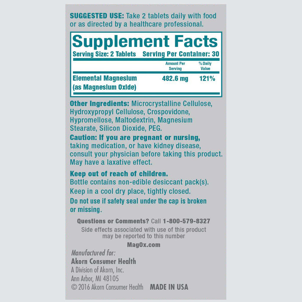 Vitron-C High Potency Iron Supplement, 60ct and Mag-Ox 400 Magnesium Mineral Supplement 60ct