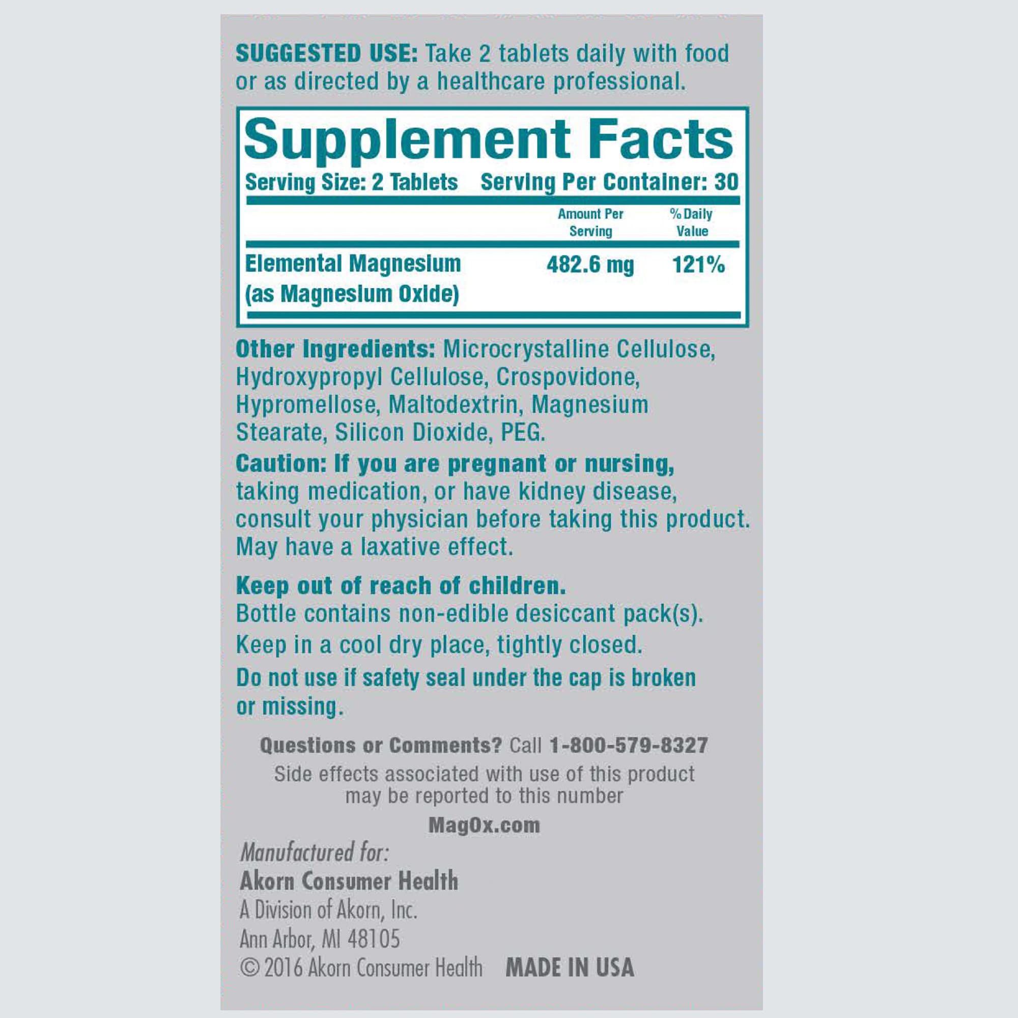 Vitron-C High Potency Iron Supplement, 60ct and Mag-Ox 400 Magnesium Mineral Supplement 60ct