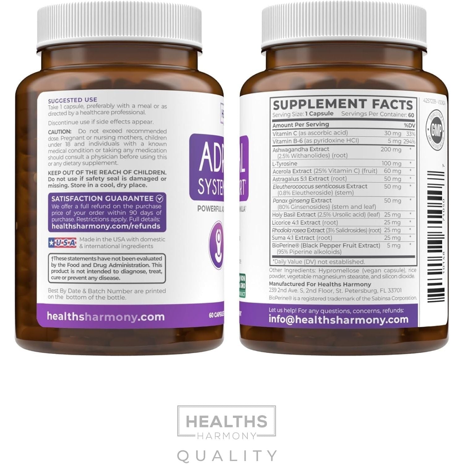 Buy now Adrenal System Support & Cortisol Manager (2 Month Supply) Powerful Ashwagandha & L-Tyrosine Fatigue Supplement - Maintain Balanced Cortisol Levels, Health, & Stress Relief - Non-GMO - 60 Capsules at indiglob india