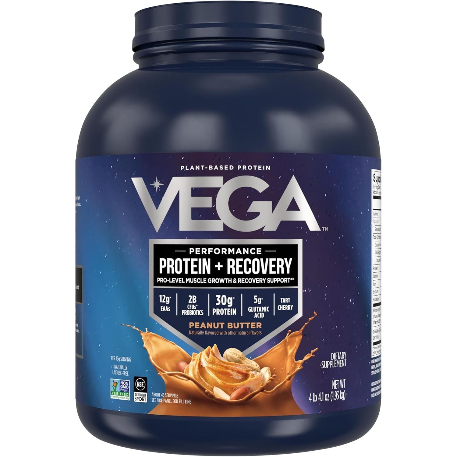 Buy now Vega Sport Vegan Protein Powder + Recovery - 30g Plant Based Protein per Serving, Chocolate, 45 Servings, 5g BCAAs, Probiotics, NSF Certified, For Shakes & Smoothies, 4.4lbs (Packaging May Vary) Peanut Butter at indiglob india