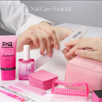 FANDAMEI Cuticle Remover Kit, Cuticle Remover & Oil, Professional Manicure Kit for Women with 50 PCS Lint Free Wipes, Steel Nail Pusher & Fork, Nail Files and Buffers, Manicure Tools Set for Nail Care