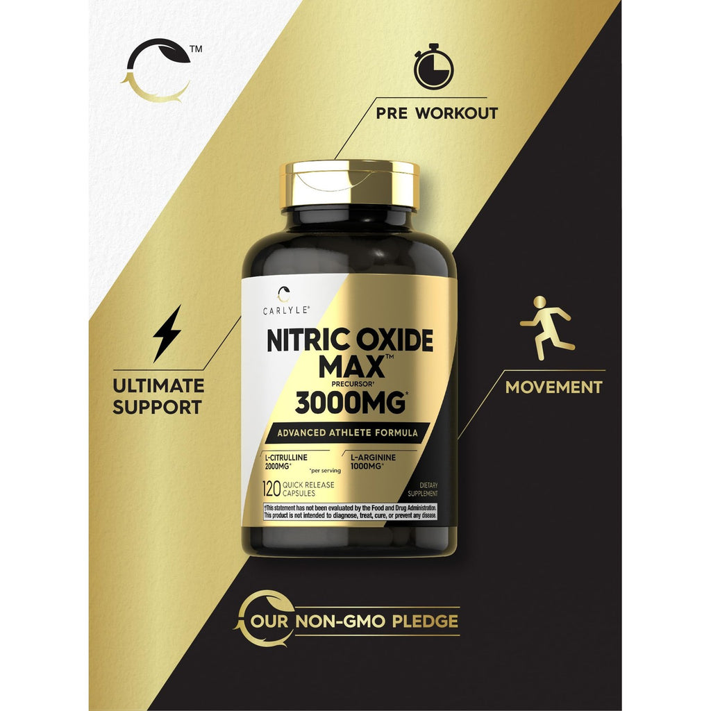 Carlyle Nitric Oxide Supplement 3000mg | 120 Capsules
