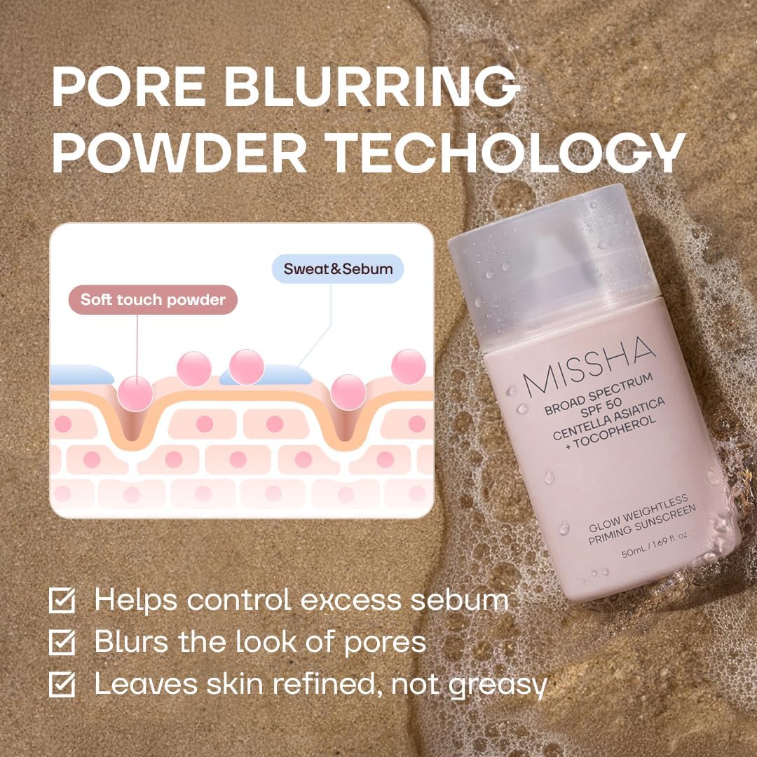 MISSHA Glow Weightless Priming Sunscreen SPF 50 Centella 1.69 oz