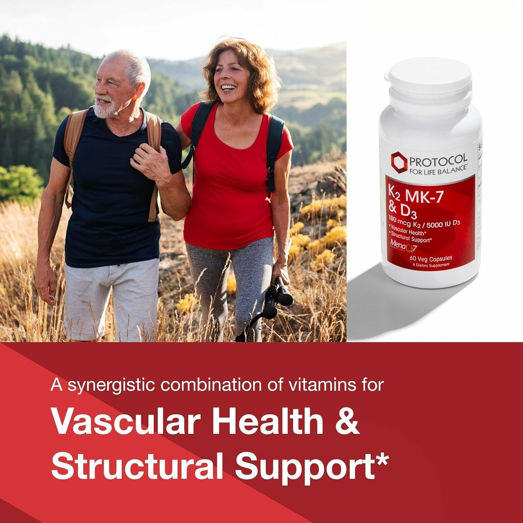 PROTOCOL FOR LIFE BALANCE K2 MK-7 & D3, Vascular Health*, 60 Veg Caps