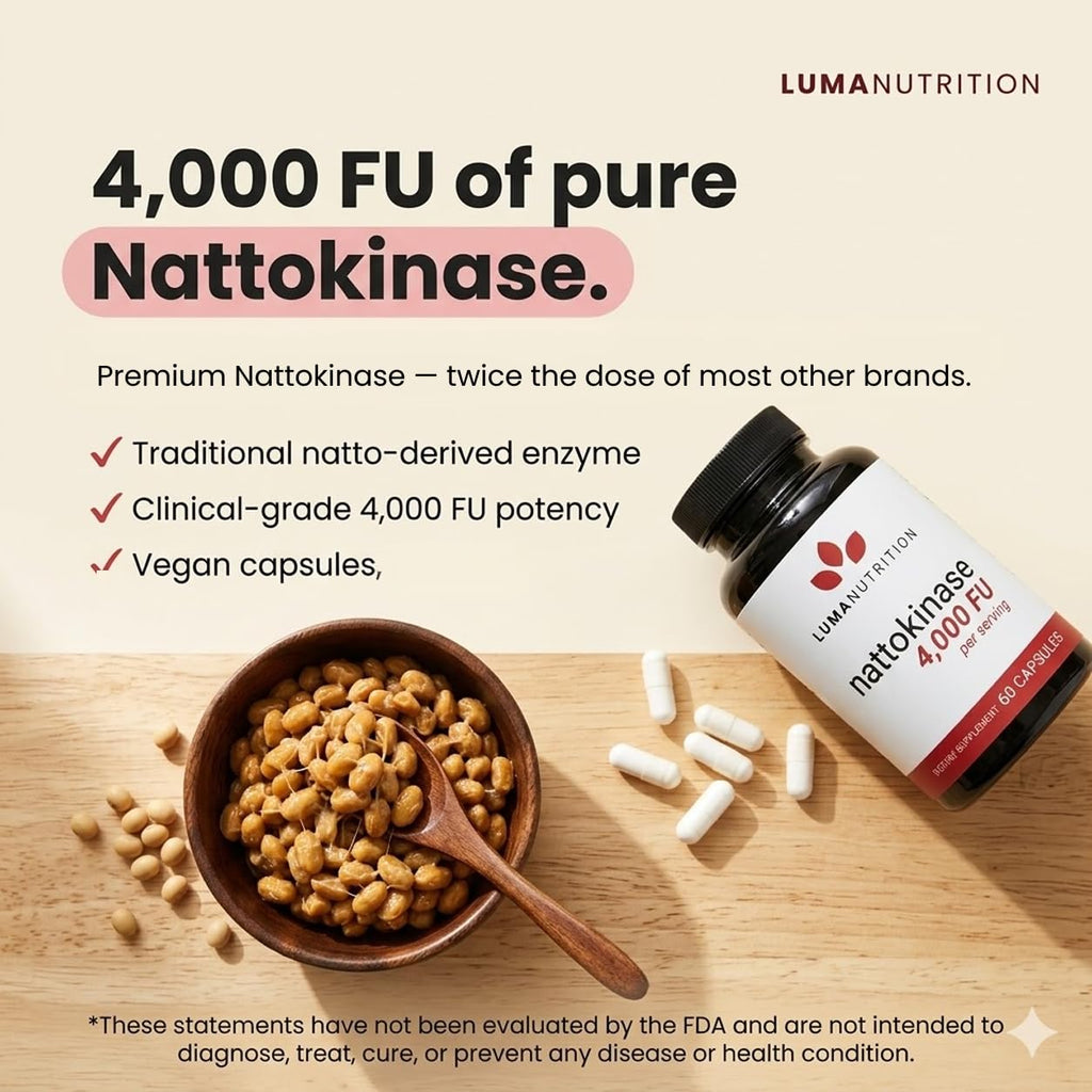 Luma Nutrition Nattokinase Supplement 4000 FU Per Serving - 60 Capsules