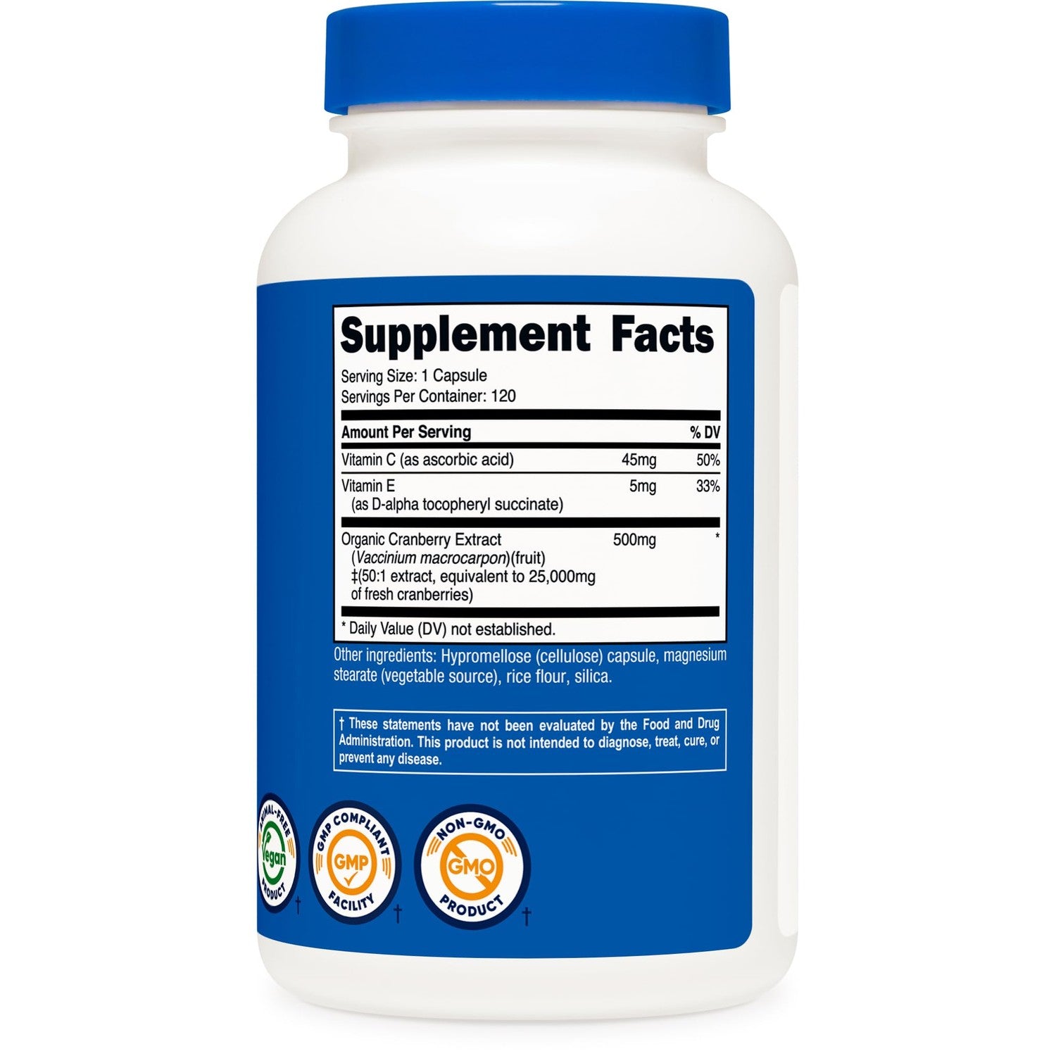 Nutricost Cranberry Extract 120 Capsules, 120 Servings Per Bottle, Vegan | With Vitamin C and Vitamin E, Gluten-Free